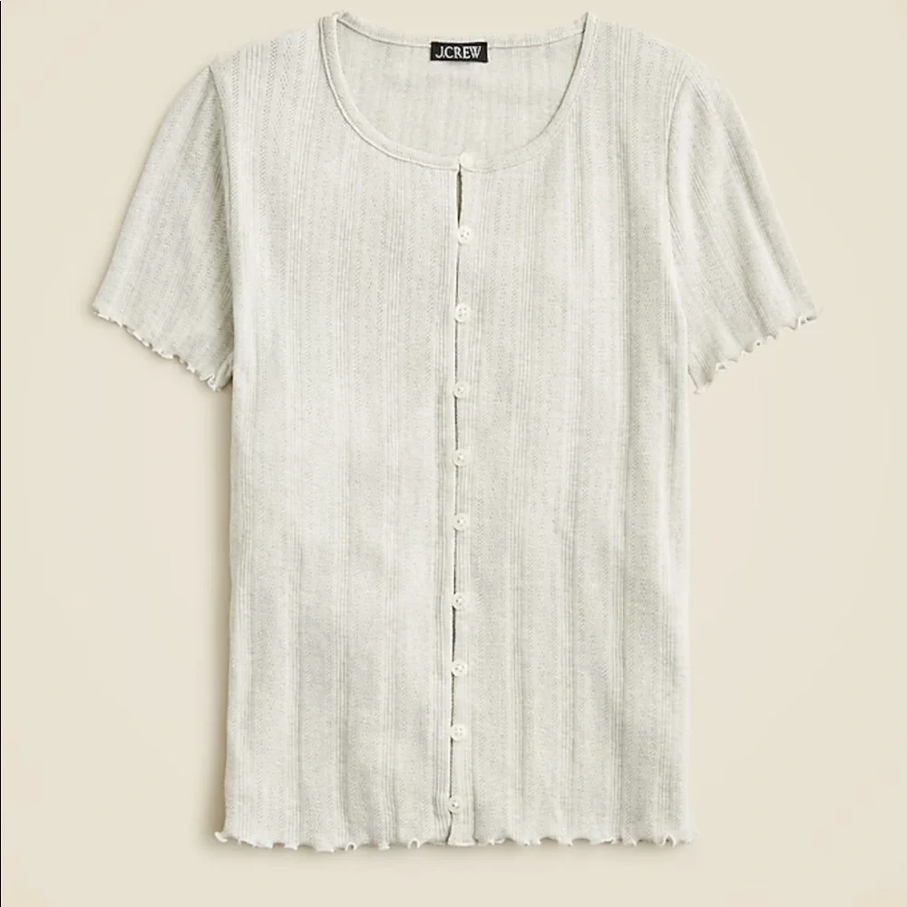 J. Crew Pointelle Short-sleeve Knit Cardigan - Picture 1 of 4